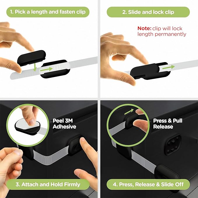 SKYLA HOMES Baby Locks Child Safety Cabinet Proofing - Safe Quick and Easy 3M Adhesive Cabinet Drawer Door Latches No Screws & Magnets Multi-Purpose for Furniture Kitchen Ovens Toilet Seats