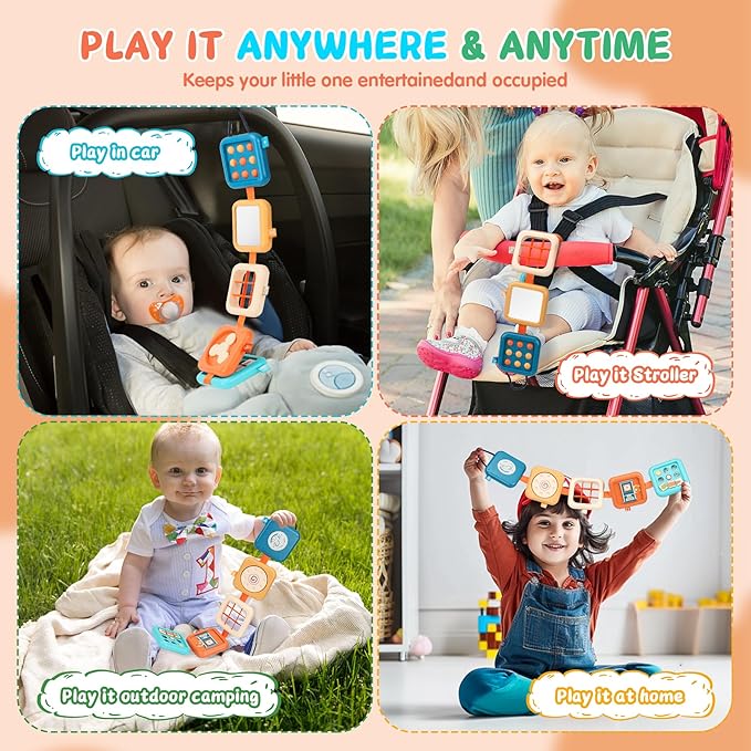 Busy Board for 1 Year Old, Travel Toys for Toddler 1-3 on Plane Car, Montessori Busy Board Busy Cube, Toys for 1 Year Old Boy Girl, Valentine Gifts for Kids