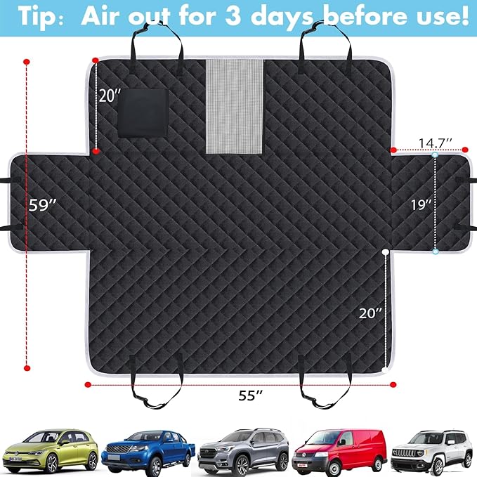 Meolsaek Car Seat Cover for Dogs, Non-Slip Rear Waterproof Car Bench Seat Cover for Back Seat, Dog Car Seat Cover for Trucks SUVs Most Cars (Black with Mesh)