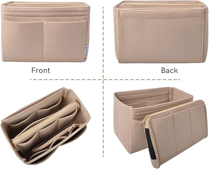 Vercord Felt Organizer Insert for Purse Handbag Tote Bag in Bag Inside Shaper Divider Neo Beige Medium