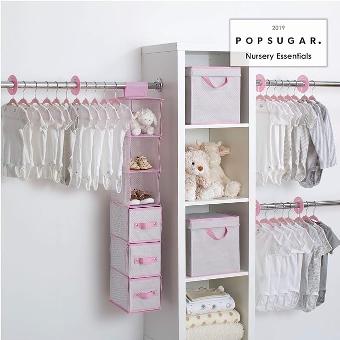 Delta Children Nursery Storage 48 Piece Set - Easy Storage/Organization Solution - Keeps Bedroom, Nursery & Closet Clean, Infinity Pink