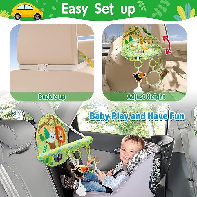 Dr.Rapeti Baby Car Seat Toy for Travel Rear Facing Double Sided Baby Travel Activity Car Seat Entertainment Toy Easy Drive Gift for Newborn Baby Infant