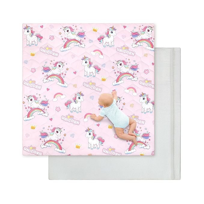 Baby Play Mat Toddler Playpen Mat 50 x 50 inch, Removable-Washable Cover,Extra Thick Foam Padding,Non-Slip Crawling Cushion for Infants, Toddlers & Babies Tummy Playing Time