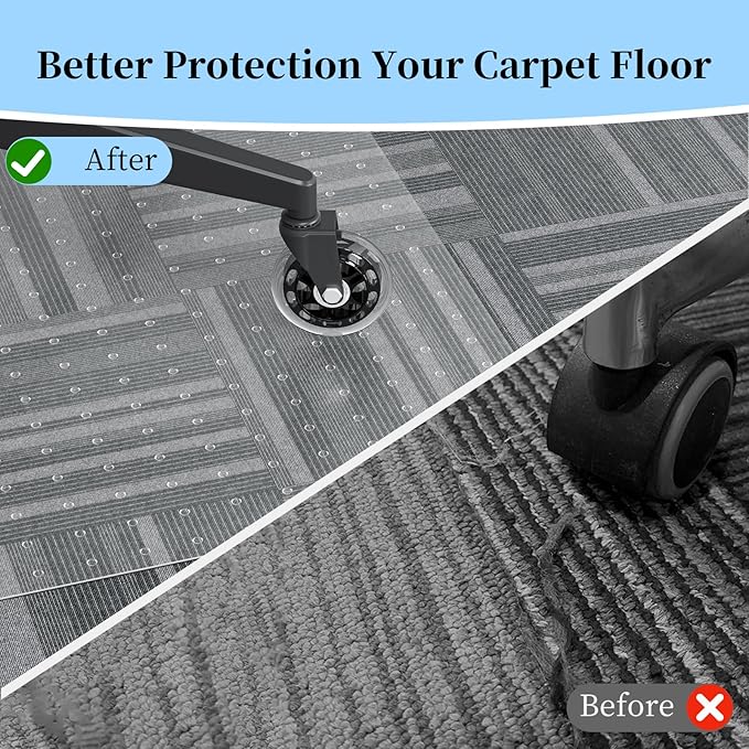 Tonaus Office Chair Mat for Carpet, 48"×36" Carpet Chair Mat for Low Pile Carpets, 2.2mm Transparent