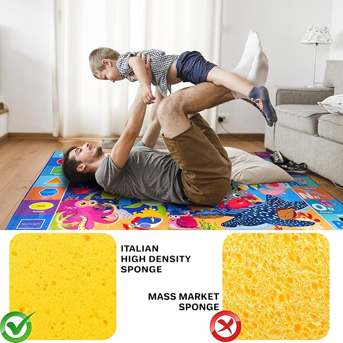 QUOKKA Baby Mat for Floor Play for Babies 6-12 Months – Super Soft Baby Floor Play Mat for Toddlers 1-3 – ABC Ocean Large Thick Plush Rug for Nursery – Padded Foldable Activity Infant Playroom Carpet