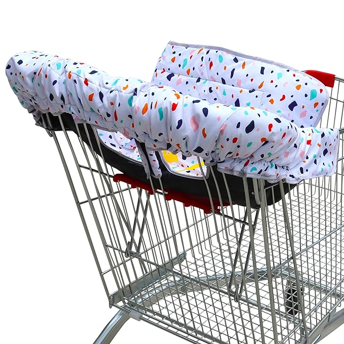 2-in-1 Shopping Cart and High Chair Cover-Grocery Cart Cover for Babies Toddlers Infants Resturant Highchair Cover-Padded Folds to Portable Pouch for Baby Boy Girl (Art)