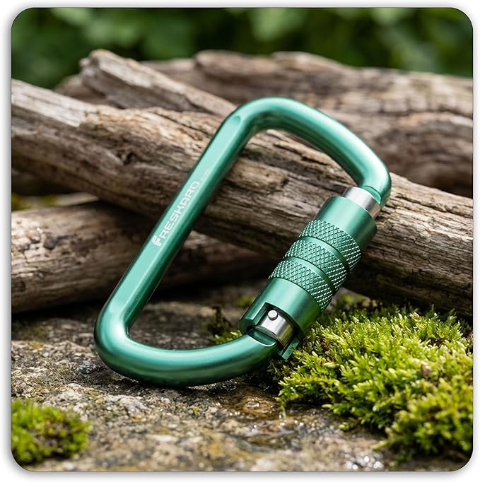 FresKaro 3inch 12kN-2698lbs Auto Locking Carabiner Clips, Solid D Shape, Heavy Duty 7075 Aluminum, Lightweight 1.09oz, Rust Proof, for Hammock, Hiking, Dog Leash, Keychain etc., Multi-Colors