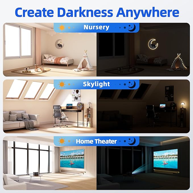 Magnetic Blackout Window Cover with Strong Magnets – 75" x 58" Portable Blackout Curtains for Bedroom, No Drill Black Out Blinds & Temporary Black Out Shades for Windows Film RV Travel Skylight-Blacks