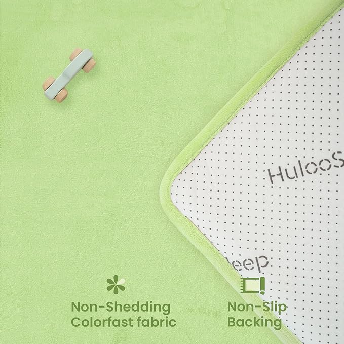 Baby Play Mat for Floor,1.3" Thick Elasti-Foam 50"×50" Playpen Mat for Tummy Time, Soft Coral Velvet for Toddler,Infant,Kids,Non-Slip Backing Safe for Crawling (Sage Green)