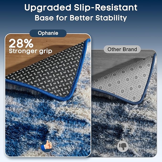Ophanie Area Rugs for Bedroom Living Room,Color Blue/White/Grey,Size 6' x 9',Shape Rectangular