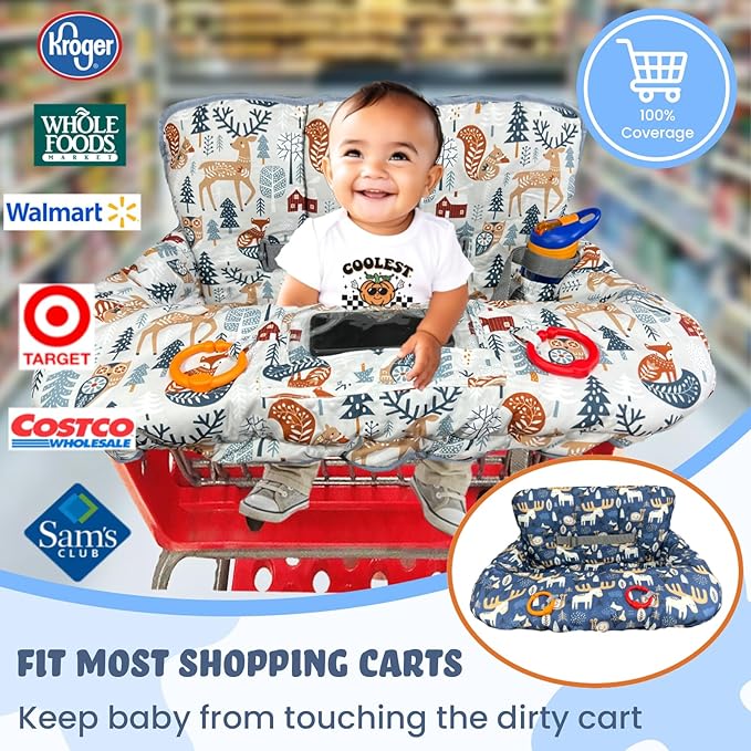 Shopping Cart Cover for Baby and Toddler, Waterproof Grocery Cart and High Chair Cover, Soft Padded Cart Cover for Babies, Universal Fit for Costco, Target and Restaurant High Chairs