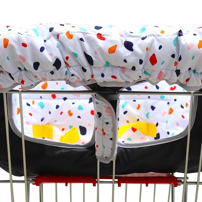 2-in-1 Shopping Cart and High Chair Cover-Grocery Cart Cover for Babies Toddlers Infants Resturant Highchair Cover-Padded Folds to Portable Pouch for Baby Boy Girl (Art)