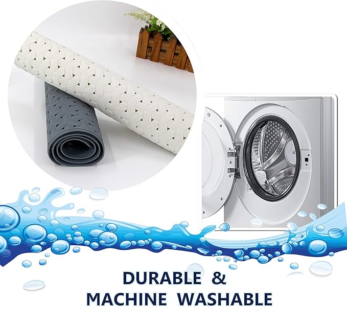 SafeLand- Non-Slip Bath, Shower, Tub Mat, TPR Material, Eco-Friendly, Non-PVC, Machine Washable, No Odor, with Powerful Suction Cups and Drain Holes, Tweed (15"x30" Blue x2)