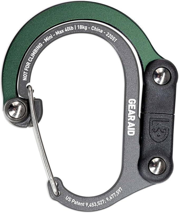 GEAR AID HEROCLIP (Mini) Carabiner Gear Clip and Hook, for Hanging Bags, Purses, Lanterns, Strollers, Tools, Helmets, Water Bottles, and More