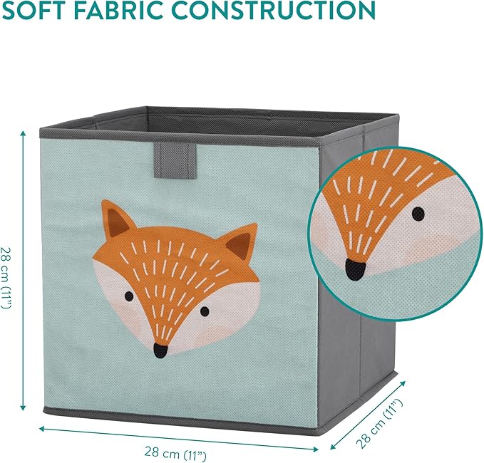 Navaris Kids Storage Cubes Set of 3 - Kids Cube Fabric Organizer Storage Bins - Foldable Cloth Cube for Childrens Bedroom Baby Nursery - Book Toy Bin Cubby Storage - Green