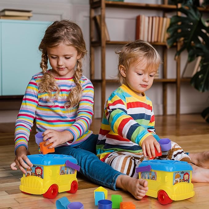 Playkidiz Bus Shape Sorter Toy - Kids Block Sorter with 16 Colorful Shapes - Sorting Toys for Toddlers 1-3 - Creative Play Learning Skills Development