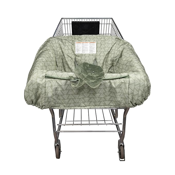 Boppy Shopping Cart Cover & High Chair Cover, Happy Green Leaf, Cart Cover for Babies with Soft 360-Degree Coverage, SlideLine Toy Tether with Crinkle Leaf Toy Included, 6mo+
