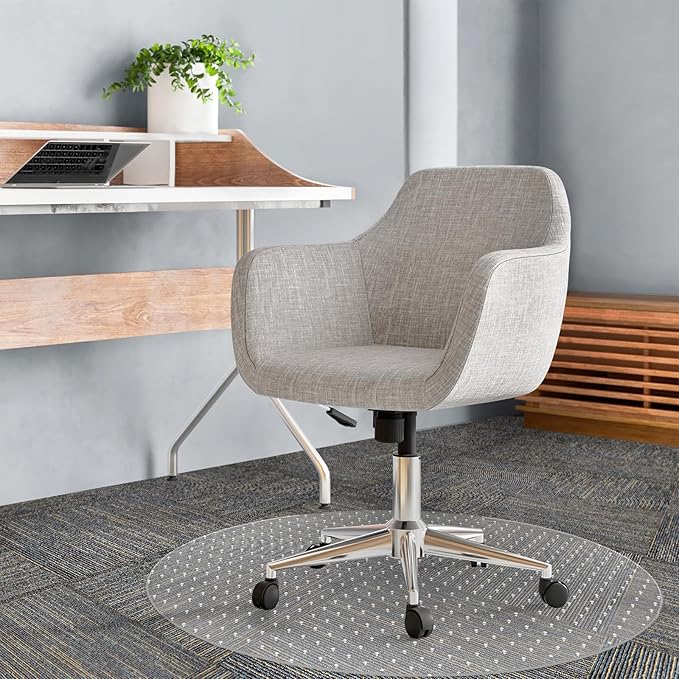 Office Chair Mat for Carpet: 36" x 36" Plastic Heavy Duty Computer Desk Mats for Low Flat and No Pile Carpeted Floor - Clear Rug Pad for Rolling Chairs Office Work Home Gaming Round