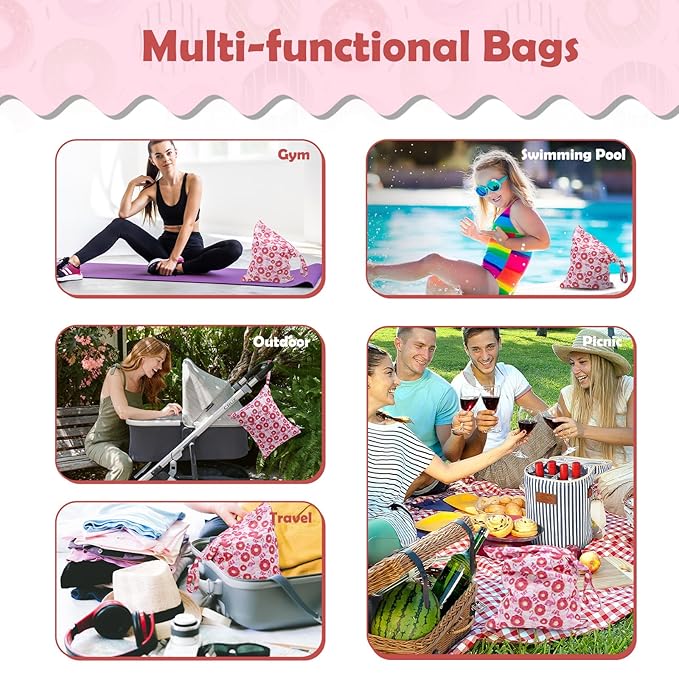 ALVA ALVABABY 3pcs Cloth Diaper Wet Dry Bags Waterproof Reusable with Two Zippered Pockets Travel Beach Pool Daycare Soiled Baby Items Yoga Gym Bag for Swimsuits or Wet Clothes 3L-ZM21A