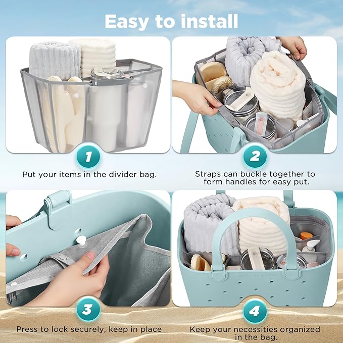 OUTXE Beach Bag Organizer Inserts Compatible with Large Simple Modern Bag Accessories, Lightweight Mesh Insert Divider Pouch for L Simple Modern Bag, Fits Travel, Pool, Boat, Sports