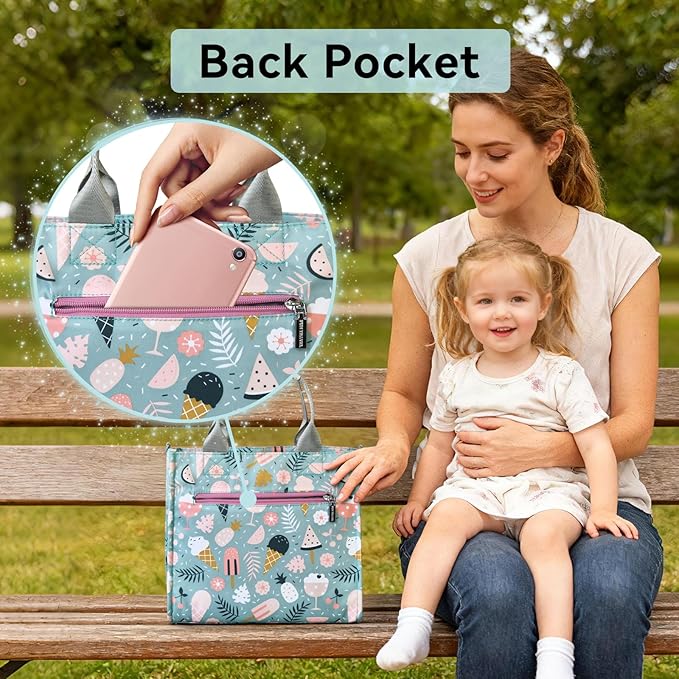 PHEBEN Small Diaper Bag Tote Waterproof Travel Mini Diaper Bag Multi-Function Baby Handbag Crossbody Purse(Cartoon Dessert)