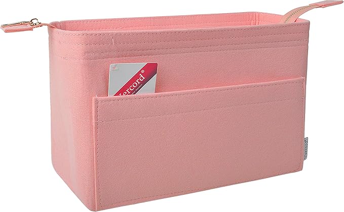Vercord Felt Zipper Handbag Tote Purse Duffel Backpack Organizer Insert Pale Pink Small
