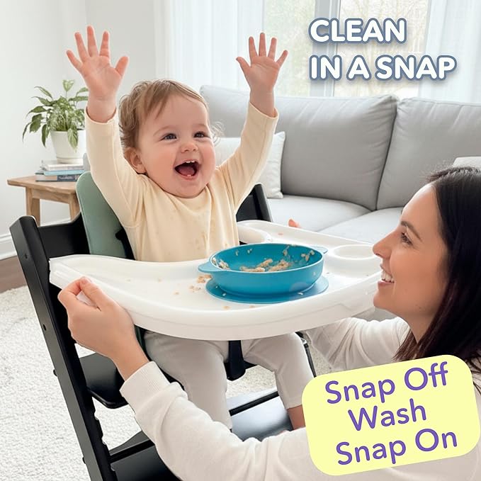 Tray Cover for Stokke Tripp Trapp High Chair – Clear | Easy-Clean Glossy Surface with Suction Plate Lock | Perfect Snap-On Fit Protects Original Tray | Dishwasher Safe