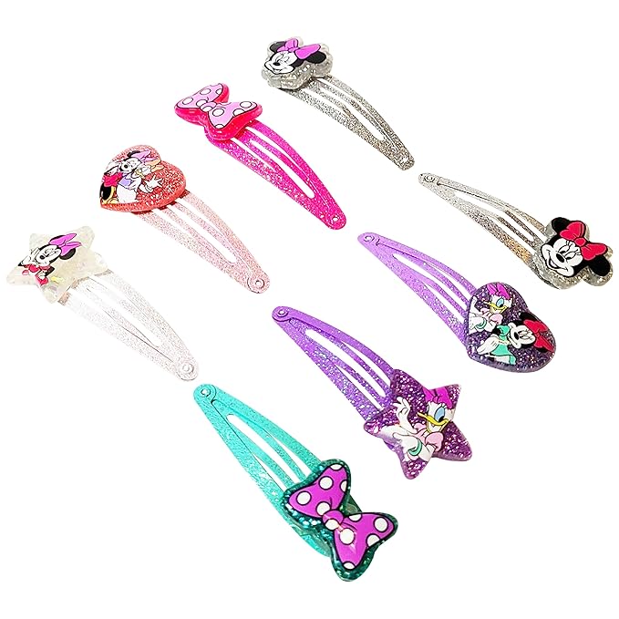 Disney Minnie Kids Hair Clips for Girls Snap Clips 8 Pack Multi Color Ages 3+