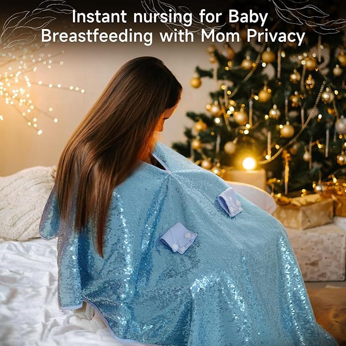 Baby Carseat Canopy Cover with Bow for Girls Boys with Bow Stroller and Cart Cover Carseat Nursing Cover Newborn Gift (Blue)