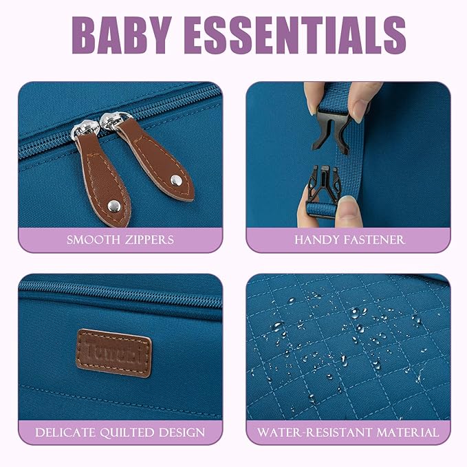 Tuwubi Diaper Bag Tote,Baby Diaper Bag with Pacifier Case Large Travel Diaper Tote Caddy for Mom and Dad Multifunction Baby Bag - M-Teal
