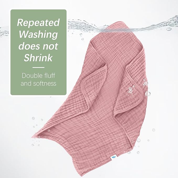 SWEET DOLPHIN Muslin Baby Bath Towels Blanket - 2 Pack 100% Cotton Towel for Babies, Infants, Toddlers - 40x40Inch - Highly Absorbent, Light Sakura