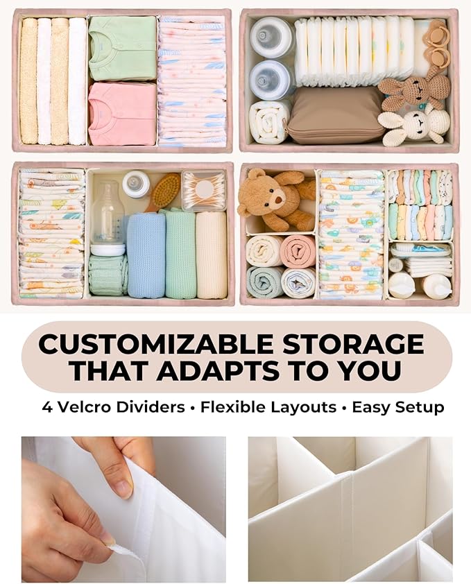 Toodly Baby Diaper Caddy Organizer with Portable Changing Mat - Teddy Fleece Diaper Organizer for Changing Table - Basket for Changing Essentials - Baby Essentials Organizer with Removable Dividers
