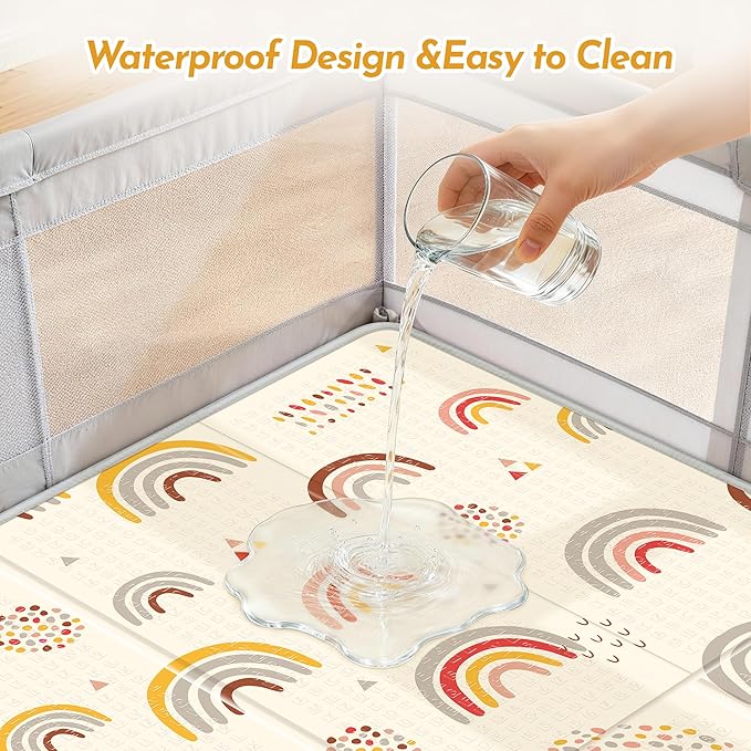 Baby Play Mat for Floor, Extra Large Play Mat for Baby, 79 x71" Memory Foam 0.8" Thick Crawling for Babies,Toddlers Infants, Reversible Baby Play Mat,Foldable Foam Floor Mat for Tummy Time