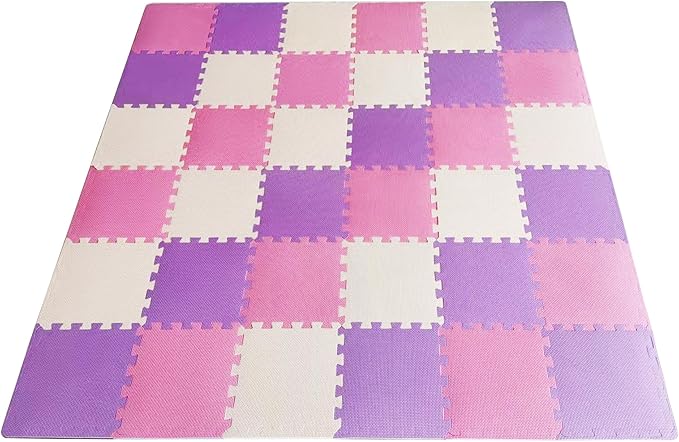 BalanceFrom Foam Floor Tiles for Kids - Non-Toxic Comfortable Baby Play Mat and Interlocking Foam Tiles for Crawling & Development, Soft Play Mat for Babies, 36 Tiles Cover 36 SQ SF
