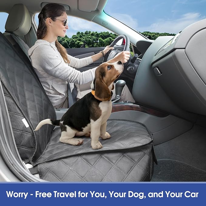 ALLANSING Front Seat Cover with Side Flaps - Waterproof, Durable Captain Seat Protector for Dogs & Humans, Protects from Dirt, Fur, Scratches, Fits Cars, SUVs, Trucks, Minivans(2-Pack)