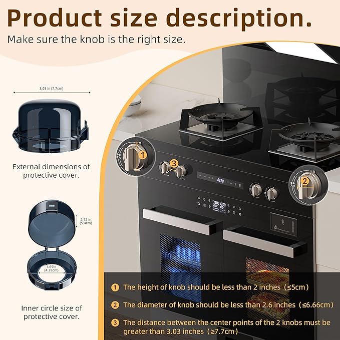 Upgraded Gas Stove Knob Covers Locks for Child and Kids Safety, Universal Size Gas Stove Knob Cover with 3M Adhesive, Baby Proof Prevent Accidental -4 Pack