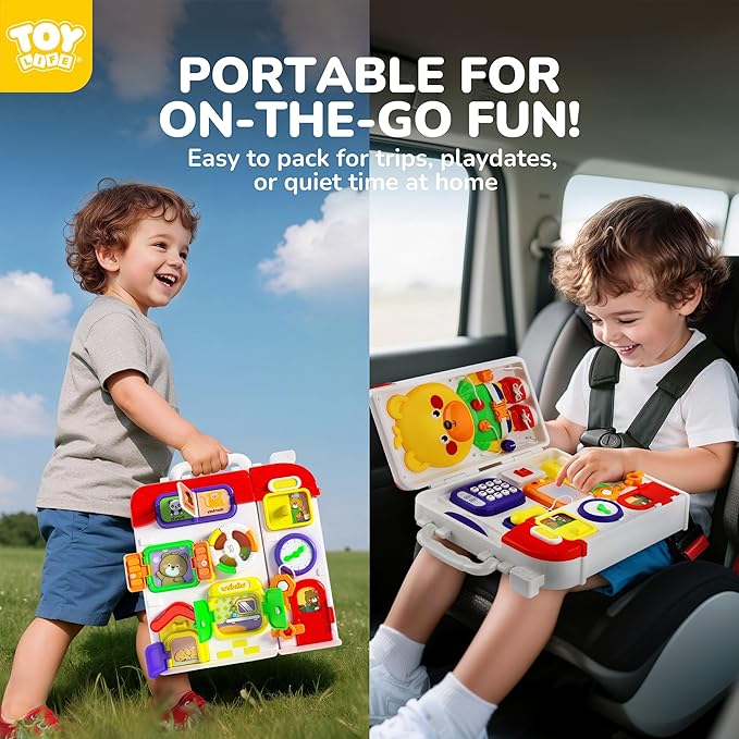 TOY Life Montessori Busy Board for 1-2 Year Old, 20‑in‑1 Baby Musical Toddler Toys, Fine‑Motor & Early Educational Baby Montessori Toys for Toddler 1‑3 Year Old Boys Girls Christmas Birthday Gift