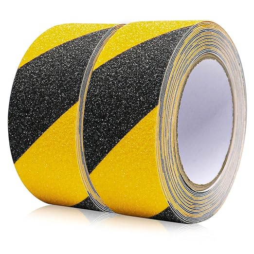 BOMEI PACK Anti Slip Traction Tape,2 Inch x 33 Ft,Heavy Duty Non Slip Tape,Grip Tape for Stairs, Tread Step, Indoor & Outdoor Use,Waterproof Stairs Non Skid Treads (Yellow and Black)