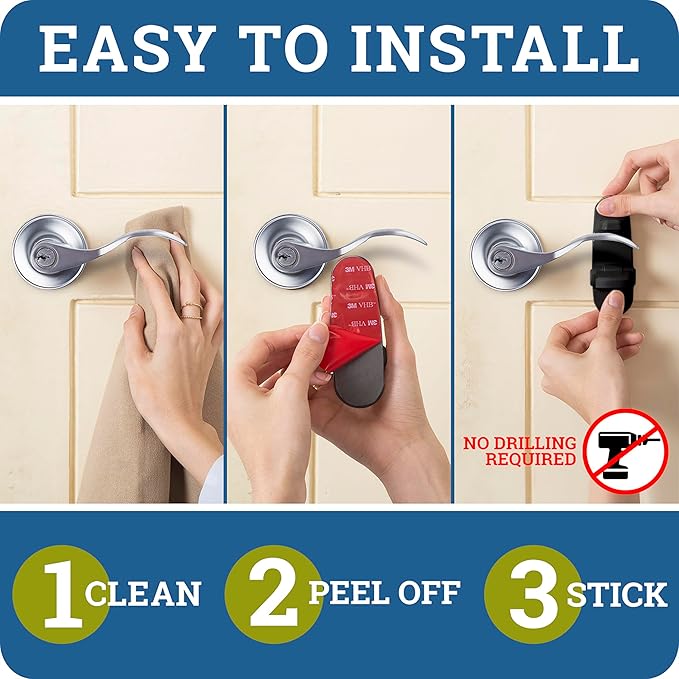 Door Lever Lock (3 Pack) Prevents Toddlers from Opening Doors. 3.25" L * 1.5" W * 4.5" H Easy One Hand Operation for Adults. Durable ABS with 3M Adhesive Backing. Simple Install (Black)