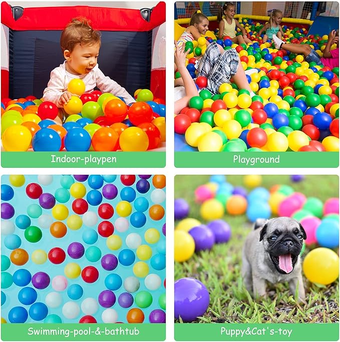 Vanland Ball Pit Balls for Baby and Toddler Phthalate Free BPA Free Crush Proof Plastic - Multicolored Pit Balls in Reusable Play Toys for Kids with Storage Bag