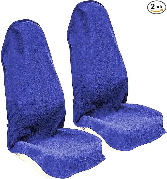 LoyaGour Car Seat Cover Protector Front Seats,for Gym Workout,Running,Swimming,Beach and Hiking,Waterproof Sweat Towel Bucket Seat Covers for Cars SUV Trucks (Blue, 2Pcs)