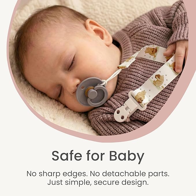 Stadela Baby Pacifier Clip Holder - Girl or Boy Unisex 4 Pack Gift Set – Boho Modern Neutral Brown Yellow White Sage Green Solid Colors (Hayden)