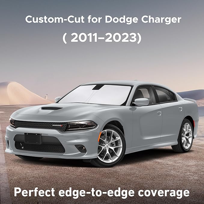 EcoNour Windshield Sun Shade for Dodge Charger 2011–2021 2022 2023, Sun Visor for Front Windshield & Window Sunshade Cover, UV Heat Blocker & Protector, Car Accessories