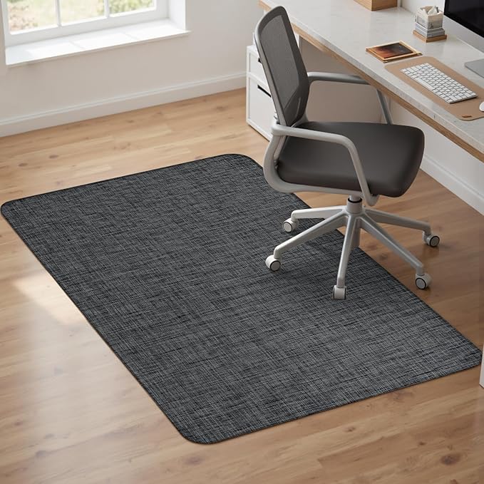 Sycoodeal Office Chair Mat for Hardwood & Tile Floor,Computer Gaming Chair Mat for Rolling Chairs Non-Curve, Anti-Slip, Heavy Duty Floor Protector for Home Office,Black (40" x 48")