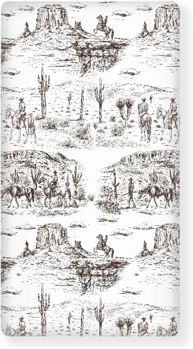 Cowboys Fitted Crib Sheet for Boys Girls Southwest Cowboy Baby Sheet for Standard Crib and Toddler Western Desert Nursery Bed Mattress Sheets 28"x52"