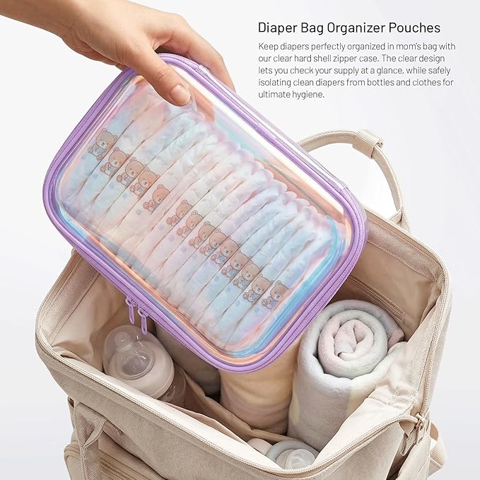 Clear Hard Shell Zipper Case,Toiletries Bag,Makeup Bag,2pcs Large Capacity Water-resistant Toiletry Bag,Portable Travel Organizer and Storage,Bathroom Clear Cosmetic Case for Women