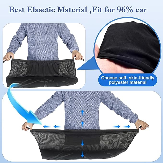 Car Rear Side Window Shadows for Small,Medium Sedan Car Only, Breathable Mesh Stretch Sun Shade Screens Covers ffor Camping, Anti-Sun Glare, Reduce UV Rays, Privacy Protection, 2 Pack