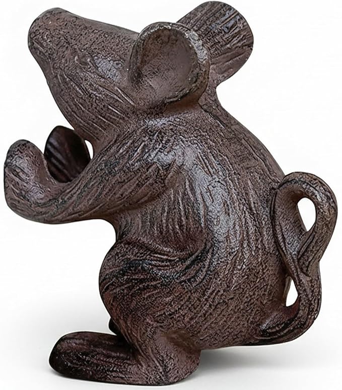 Comfify Cast Iron Mouse Door Stop – One Vintage Rustic Wedge for Bedroom, Bath, or Entry – Rustic Brown Finish