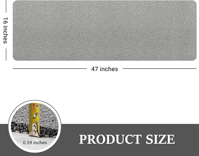 LuxStep Shower Mat Bathtub Mat,24x32 inch, Non-Slip Bath Mat with Drain, Quick Drying PVC Loofah Bathmat for Tub,Shower,Bathroom (Phthalate Free,Grey)