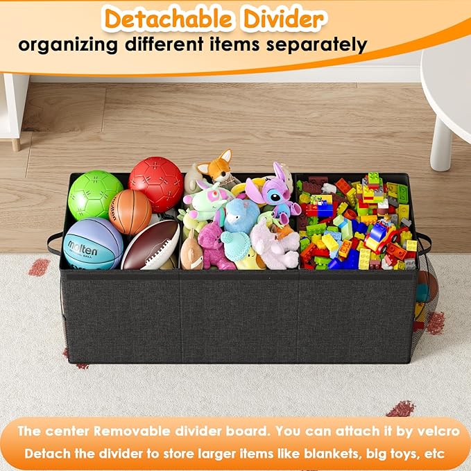 Extra Large Toy Box Chest with Lid, Kids Toy Storage Organizer for Boys Girls, Big Toy Bin Basket Extra Large Toy Storage Box for Living Room Playroom Nursery (40" x14" x16")